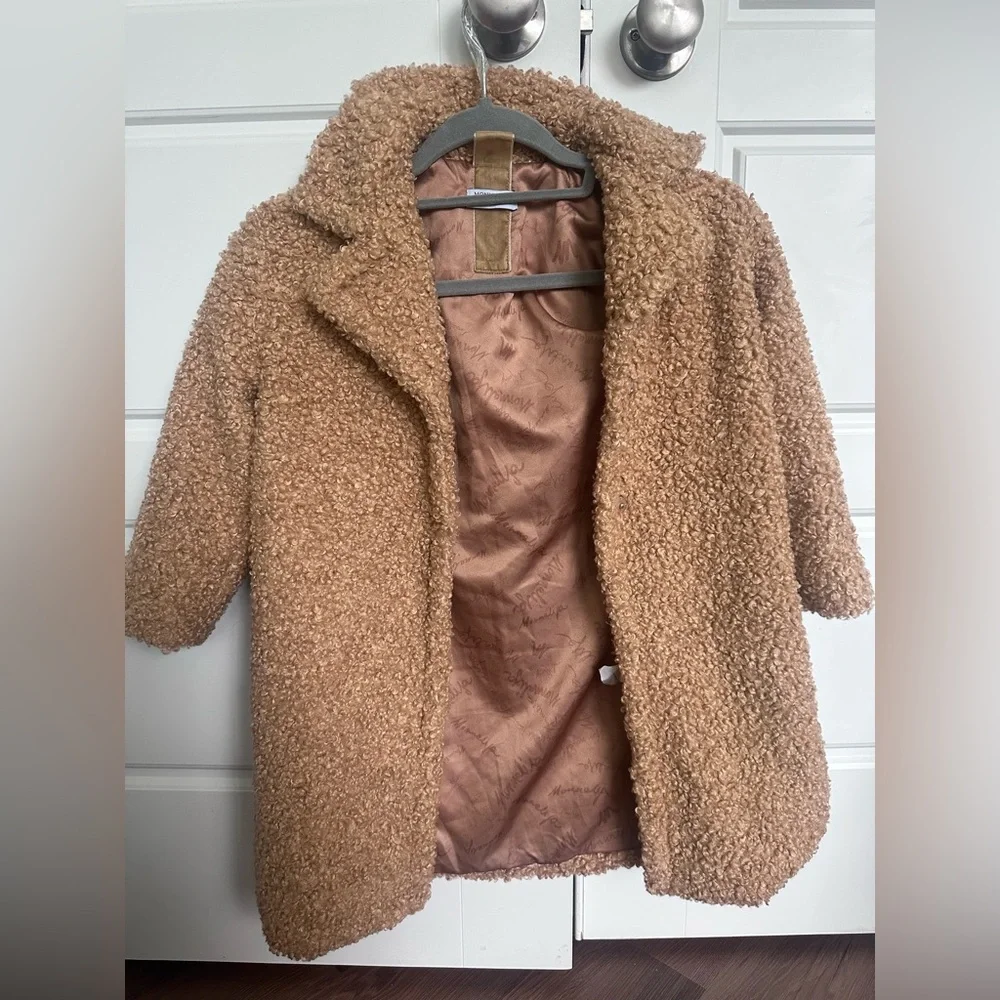 Monnalisa brown teddy coat with buttons